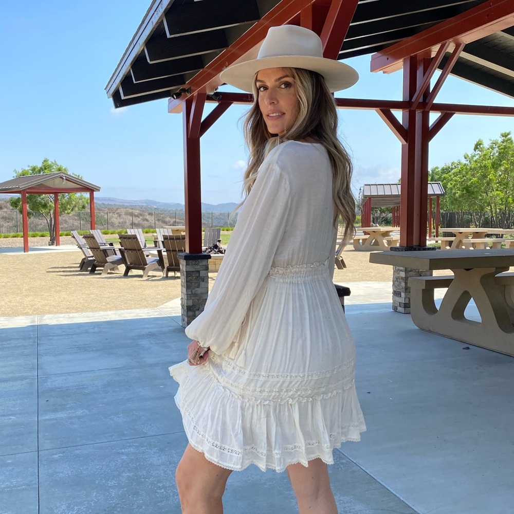Cream Long sleeve Boho Dress